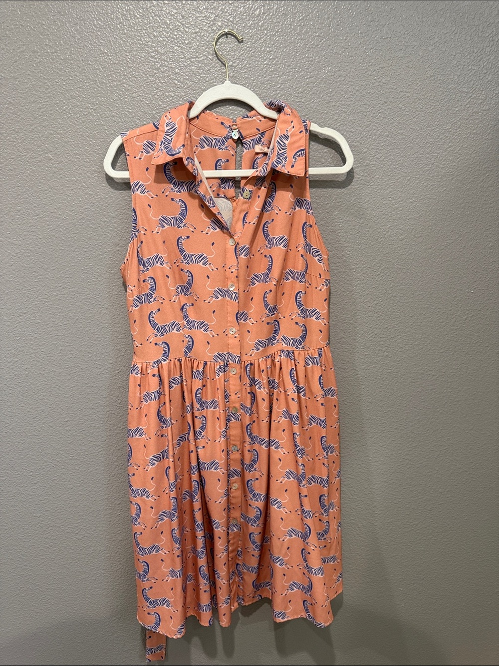 Hutch Peach Tiger Print Sleeveless Button-Front Dress